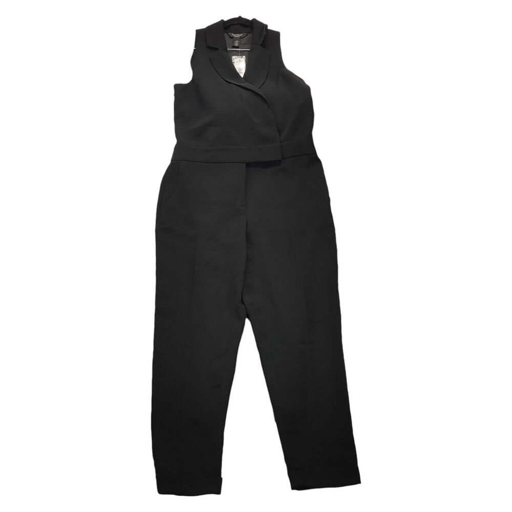 White House Black Market Jumpsuit 6P Petite Black Sleeveless Tuxedo Blazer NWT